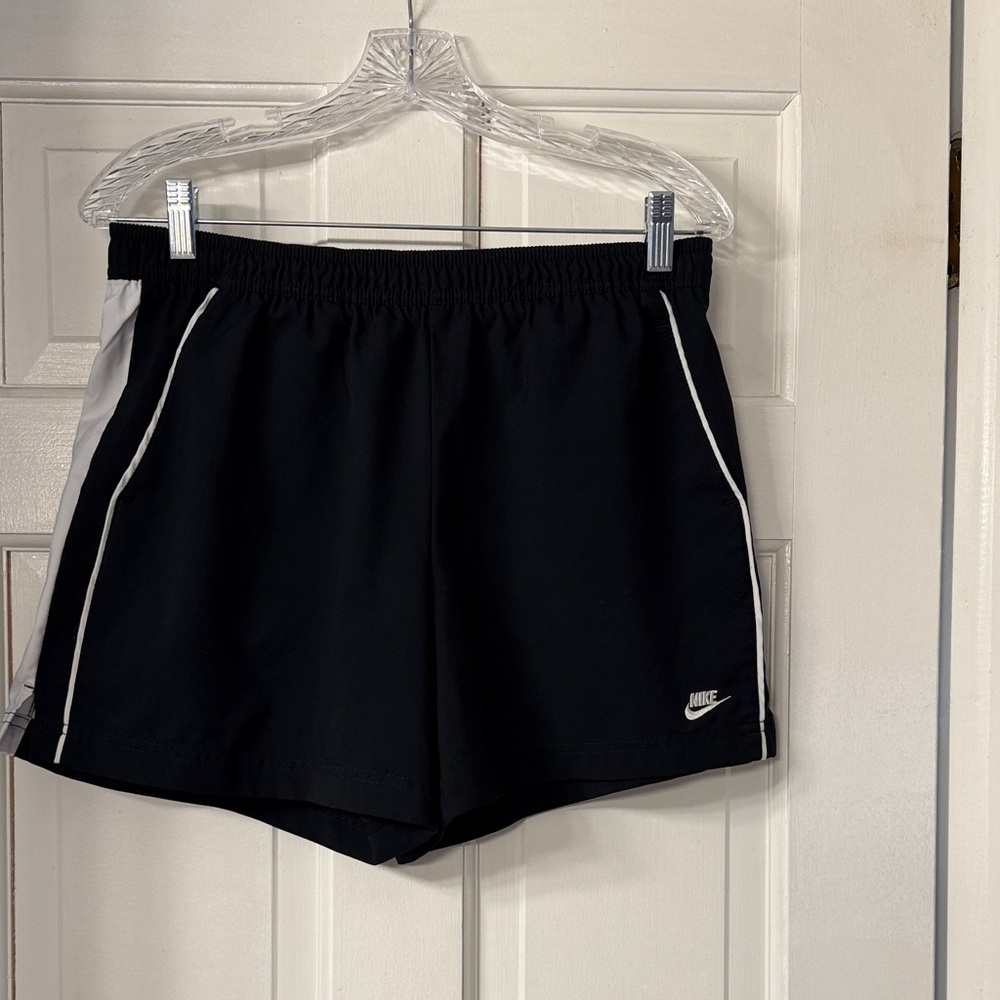 Nike Women's Black Athletic Shorts with White Piping